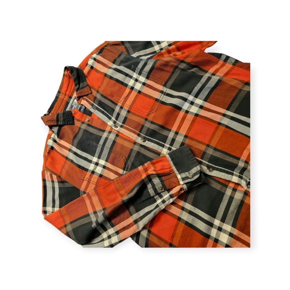 The North Face Other - The‎ North Face Y2K  Shirt Mens XL Orange/Grey Plaid Long Sleeve Button-Down